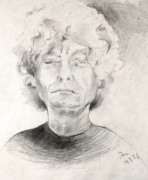 pencil sketch of artist Brett Whiteley